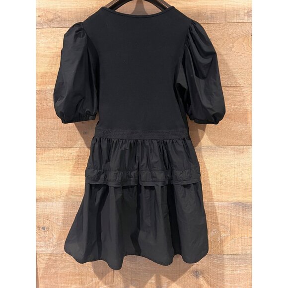 NEW ULLA JOHNSON Tilda BLACK Mixed Media Mini dress SIZE L - Picture 8 of 9